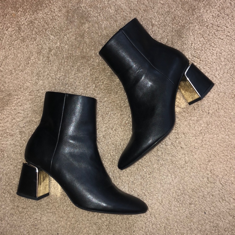 SOLD Zara Heeled Booties with Metal Detail